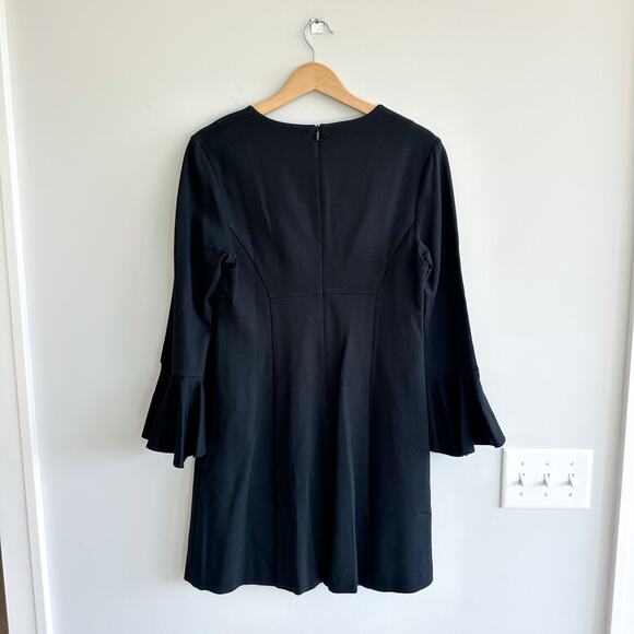 Trina Turk Bell Sleeve Crew Neck Mini Dress Black 8 - Picture 3 of 9
